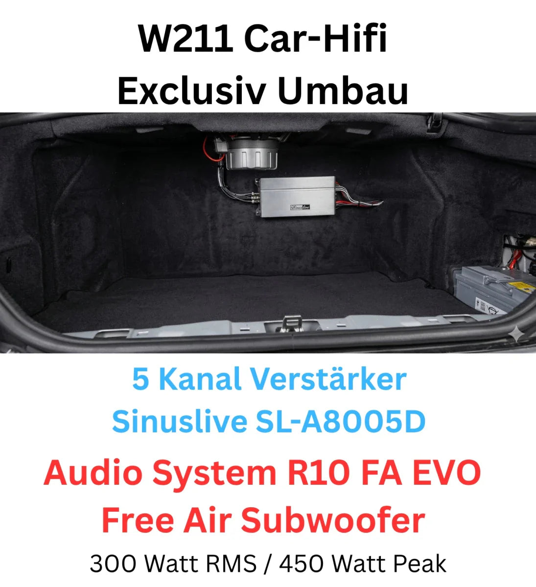 W211 Carhifi Umbau Subwoofer Verstärker