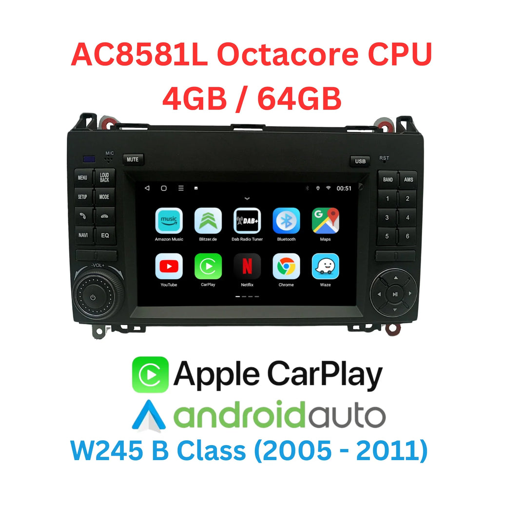 W245 W169 A + B Klasse Phantomnav Android Radio, AC8581L 4/64 TS18 Originalstyle - Phantomnav