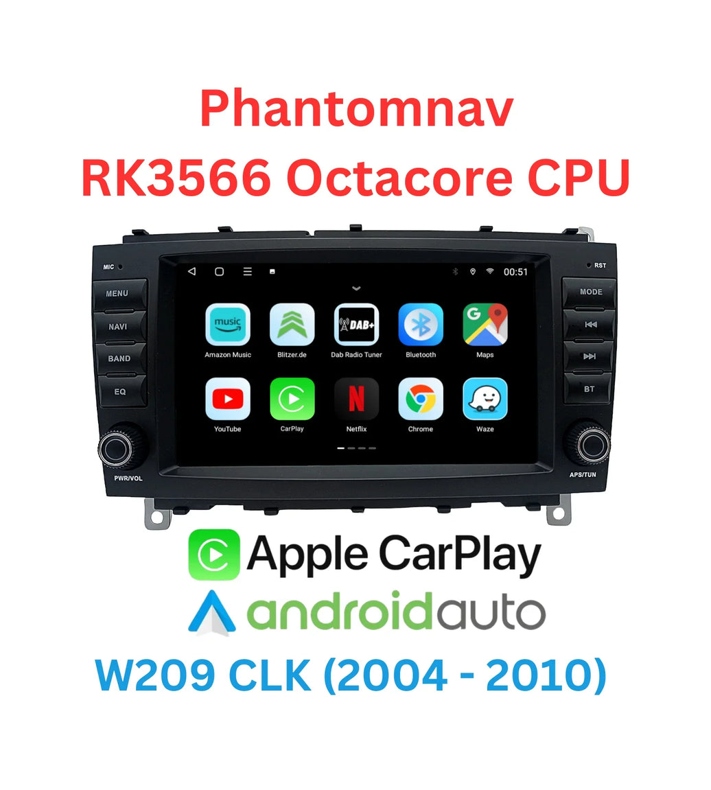W209 CLK Klasse Mopf Phantomnav Android Radio, 4/64 RK3655 - Phantomnav