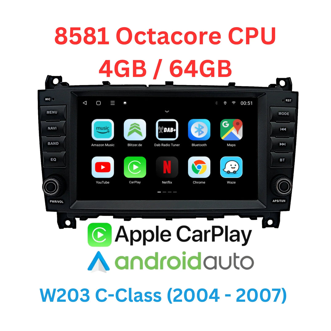 Mercedes C-Klasse W203, CL203 & S203 Mopf Android Multimedia Upgrades