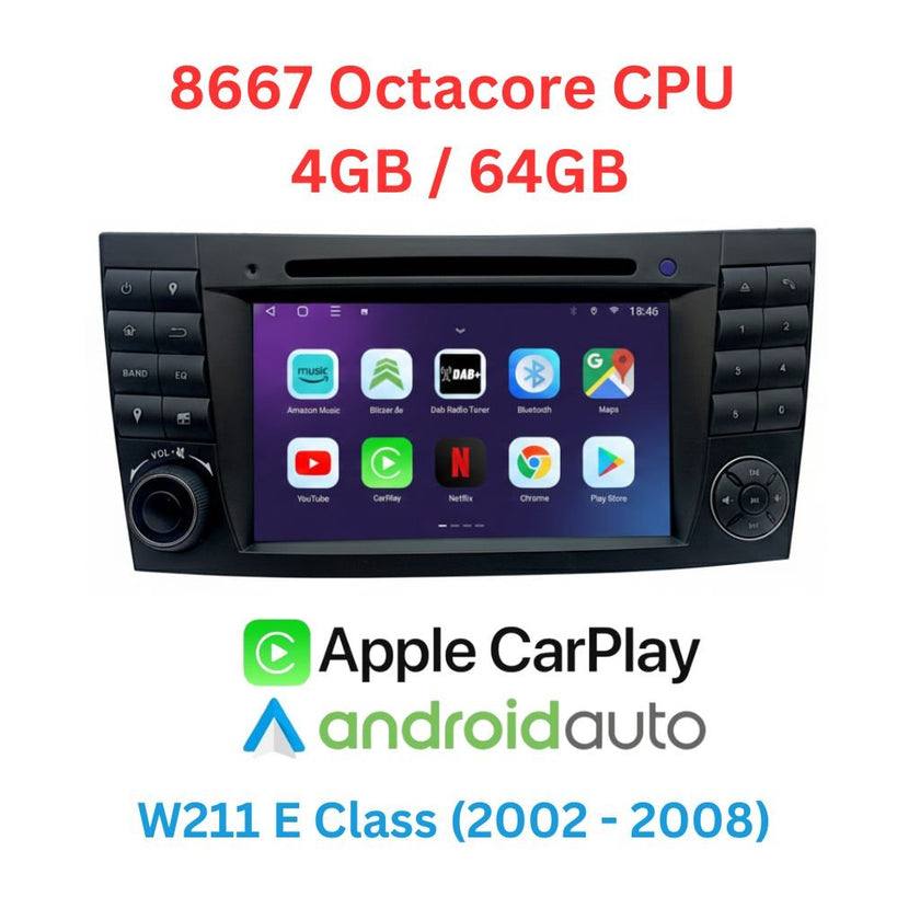 Mercedes W211 Autoradio Android Lichtwellenleiter Carplay