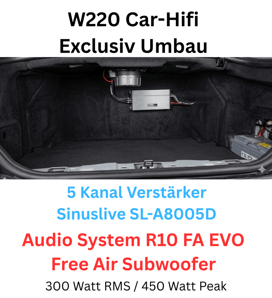 Für Mercedes S-Klasse W220 – Exklusiv Car-Hifi Komplett-Umbau (Inkl. Montage & Hardware)
