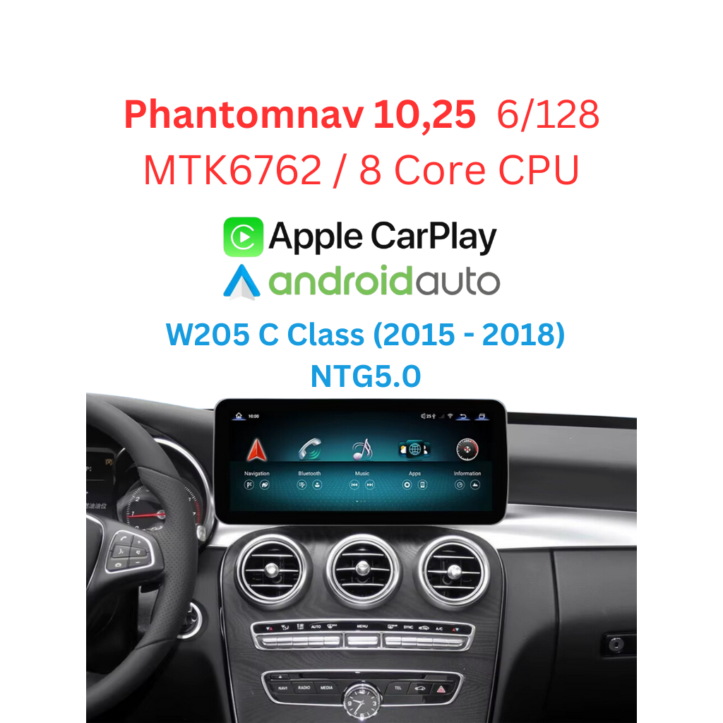 w205 android screen carplay bluetooth
